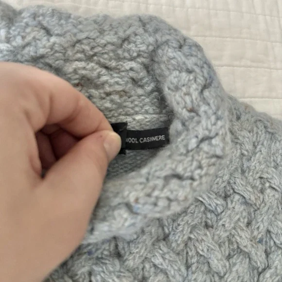 Irelandseye Wool Cashmere Trellis Sweater Womens Sm Blue Fisherman $167 Retail! - Picture 5 of 11